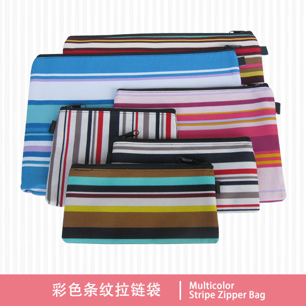 Multicolor Stripe Zipper Bag