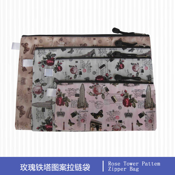 Rose Tower Pattern Zipper Bag