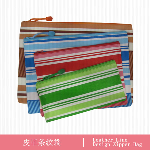 leather Line Design Zipper Bag