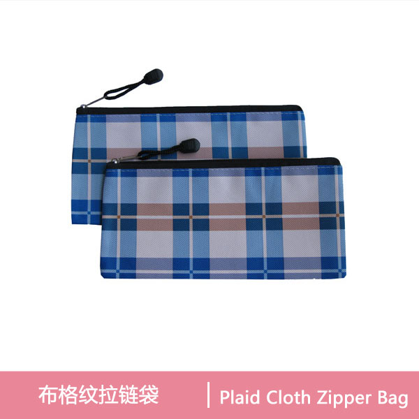 Plaid Cloth Zipper Bag 
