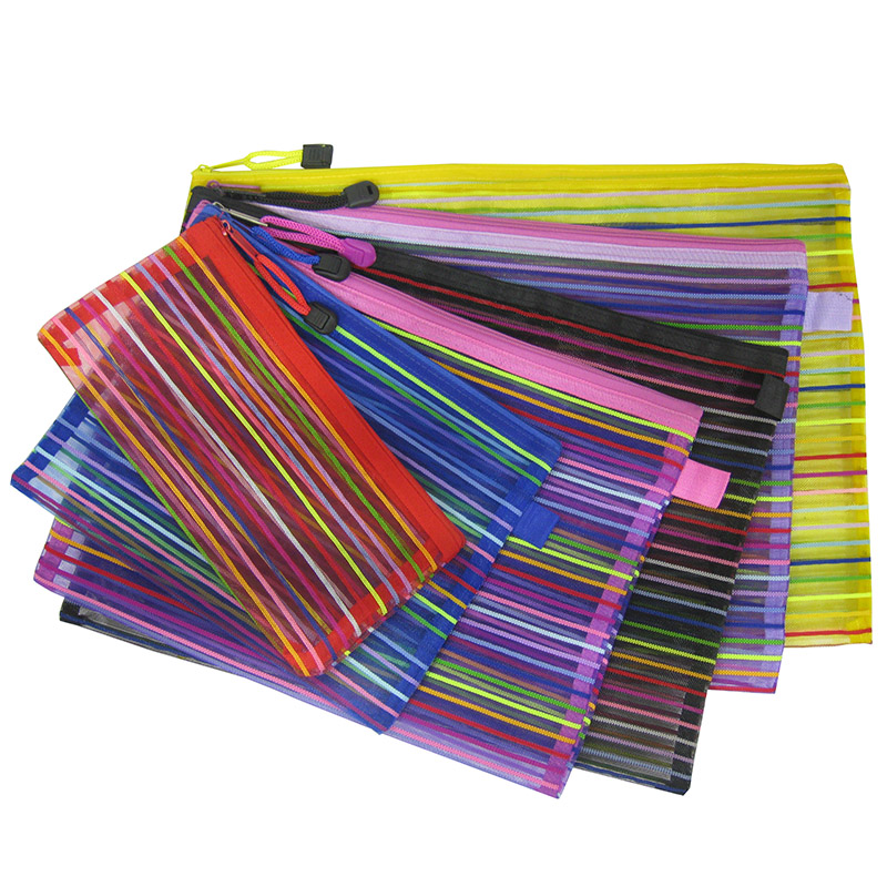 Single Zipper Rainbow Nylon Mesh Bag