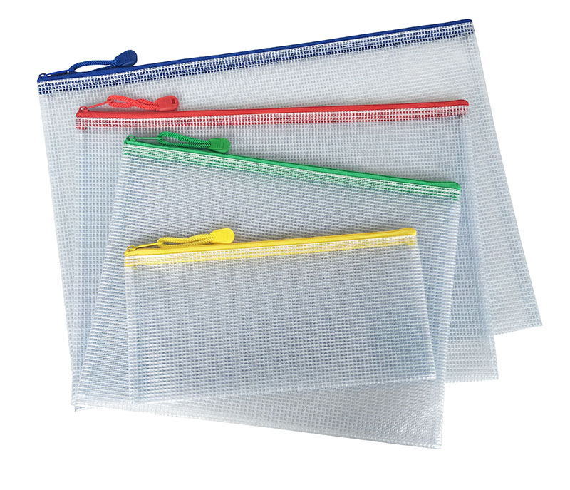 PVC single zipper mesh bag