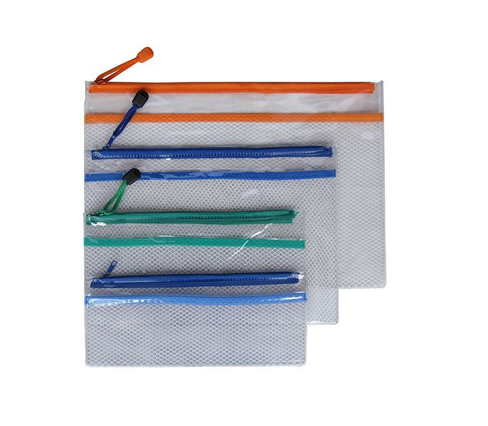 Transparent interlayer mesh zipper bag