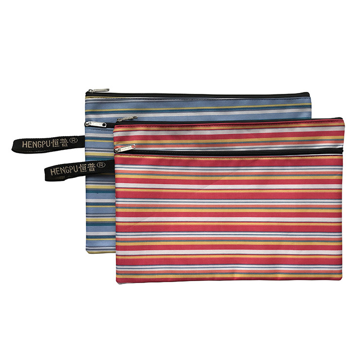 Colorful stripe double zipper bag