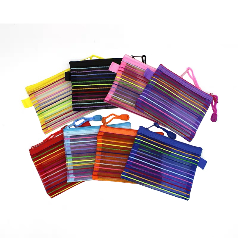 Rainbow striped nylon bag